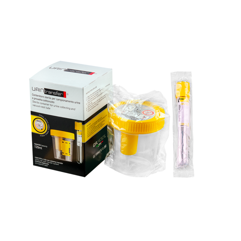 kit contenitore per urina + provetta sottovuoto x 10 ml di urina