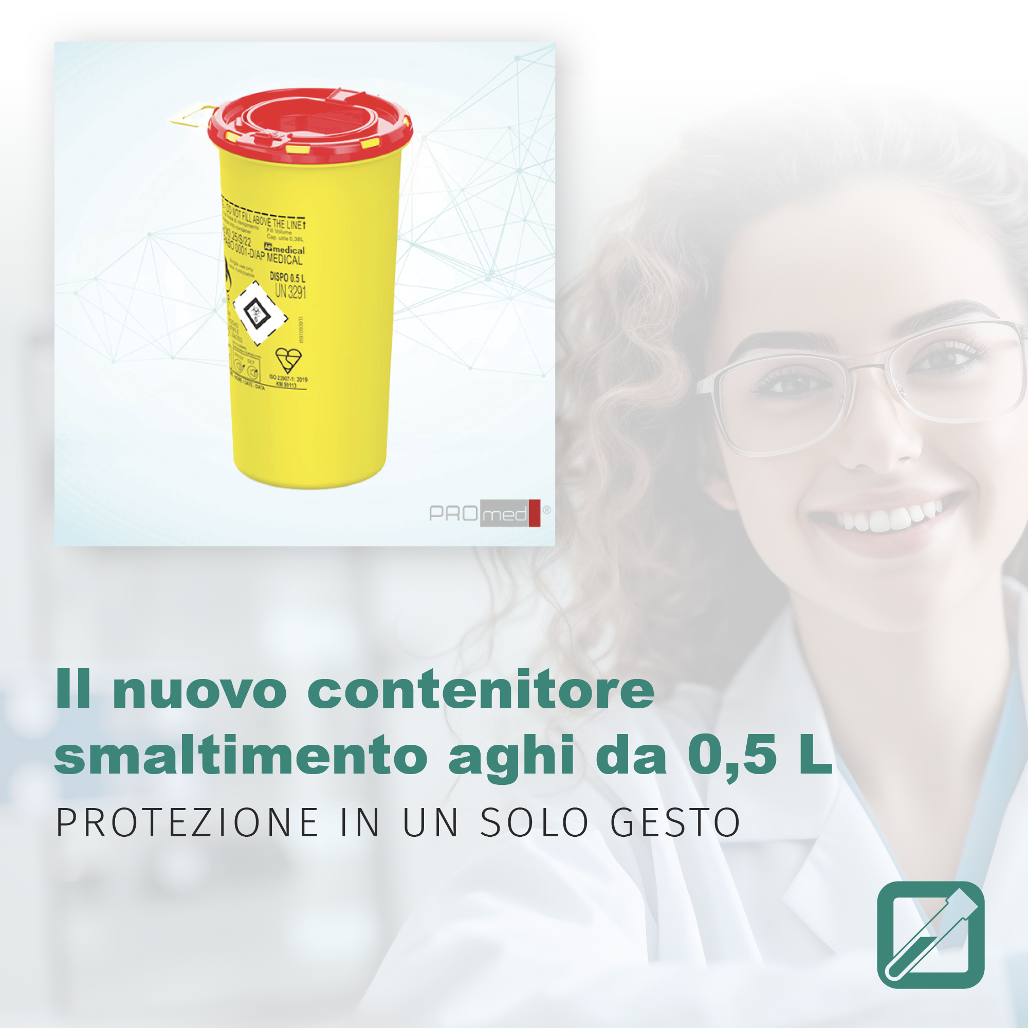 il nuovo contenitore smaltimento aghi da 0,5 l